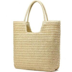 Straw Beach Bags for Vacation Holiday Beige